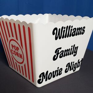 Personalized Large Family Popcorn Bucket. Family Movie or Game Night Gift.